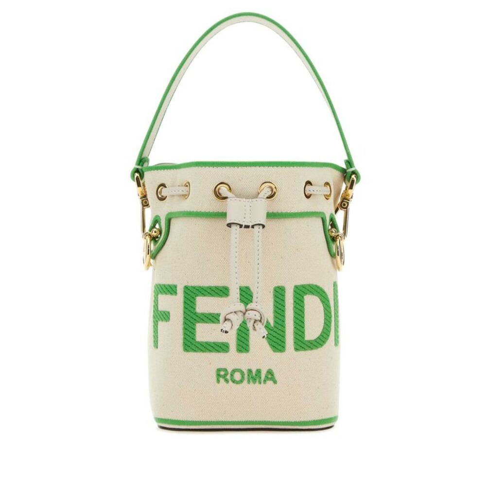 Fendi Women Sand Canvas Mini Mon Tresor Bucket Bag
